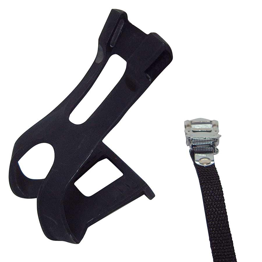 Double toe clips, Nylon straps, Black, Large