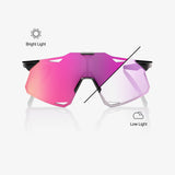 Lunettes 100% Hypercraft, noir brillant, photochromiques Purple Mirror